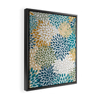 Floral Blooms, Teal, Green and Yellow Framed Canvas Print Gallery Image 2