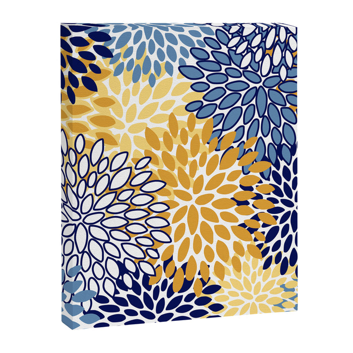 Floral Blooms, Yellow and Blue Flowers Canvas Print Gallery Image 1