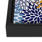 Floral Blooms, Yellow and Blue Flowers Framed Canvas Print Gallery Image 3