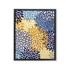 Floral Blooms, Yellow and Blue Flowers Framed Canvas Print Gallery Image 8