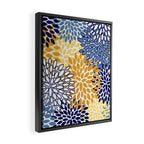 Floral Blooms, Yellow and Blue Flowers Framed Canvas Print Gallery Image 2