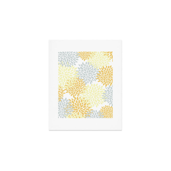 Floral Blooms, Yellow, Gray and White Art Print Gallery Image 1