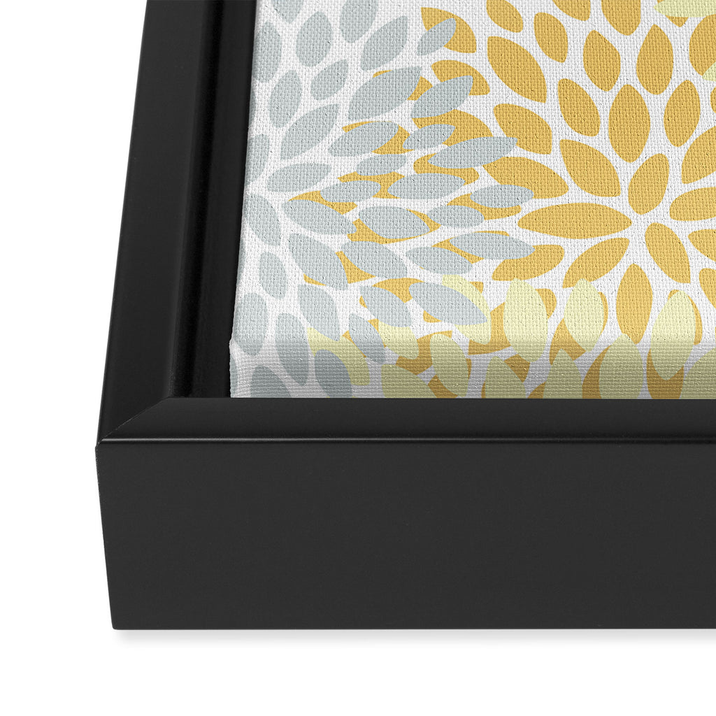 Floral Blooms, Yellow, Gray and White Framed Canvas Print Gallery Image 3
