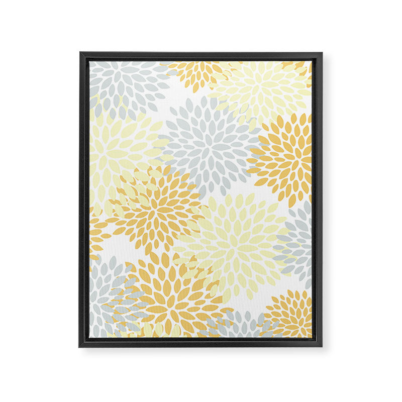 Floral Blooms, Yellow, Gray and White Framed Canvas Print Gallery Image 8