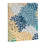 Floral Blooms, Yellow, Teal, Blue, Gray Canvas Print Gallery Image 8