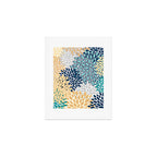 Floral Blooms, Yellow, Teal, Blue, Gray Art Print Gallery Image 1