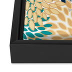 Floral Blooms, Yellow, Teal, Blue, Gray Framed Canvas Print Gallery Image 3