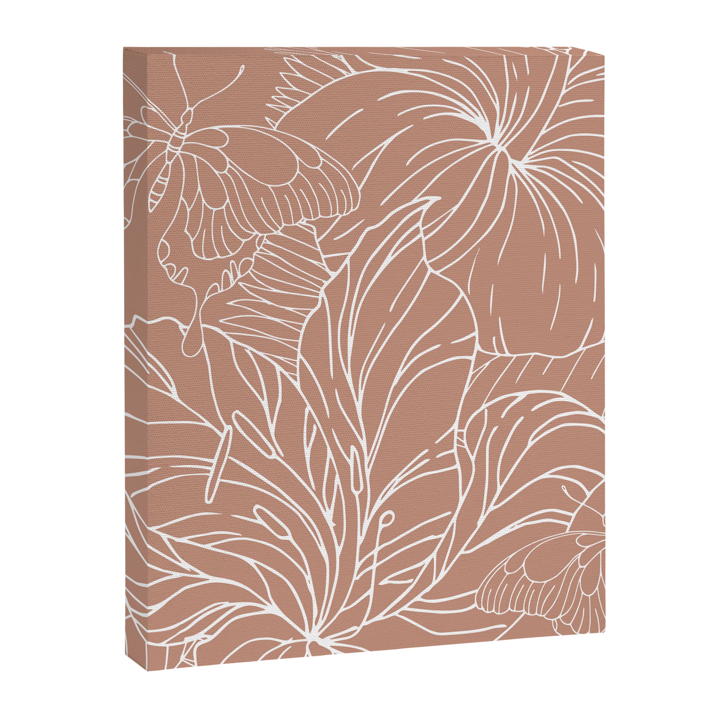 Floral, Butterfly Art, Line Drawing, Terracotta Canvas Print Gallery Image 8