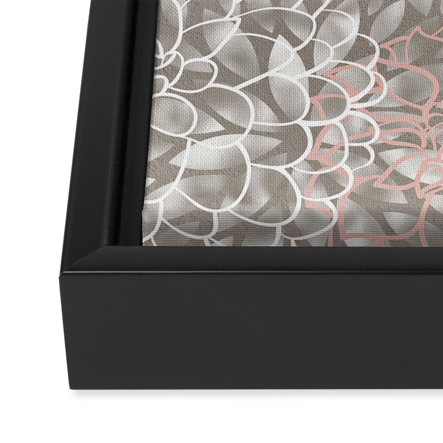 Floral Dahlias, Blush Pink, Gray, White Framed Canvas Print Gallery Image 3