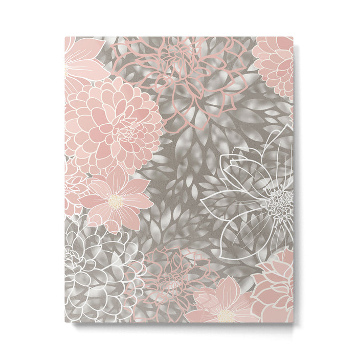 Floral Dahlias, Blush Pink, Gray, White Metal Print Gallery Image 1