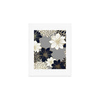 Floral Garden, White, Navy, Grey Art Print Gallery Image 1