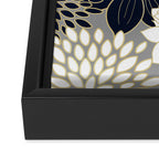 Floral Garden, White, Navy, Grey Framed Canvas Print Gallery Image 3