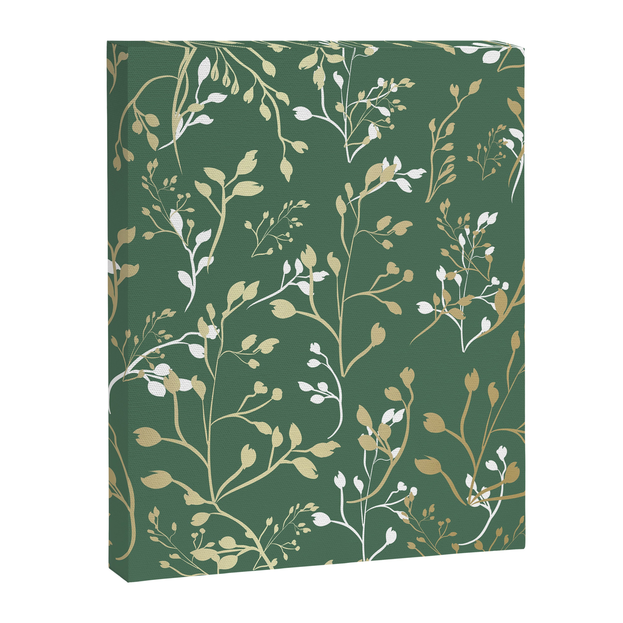 Floral Leaves, Green and Gold, Design Prints Canvas Print Gallery Image 8