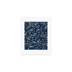Floral Leaves, Navy Blue and Gold, Wall Art Prints Art Print Gallery Image 1