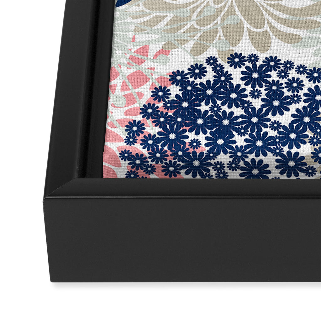 Floral Mixed Blooms, Blush Pink, Navy Blue, Gray, Beige Framed Canvas Print Gallery Image 3