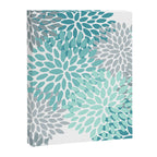 Floral Pattern, Aqua, Teal, Turquoise and Gray Canvas Print Gallery Image 8