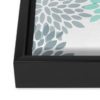 Floral Pattern, Aqua, Teal, Turquoise and Gray Framed Canvas Print Gallery Image 3