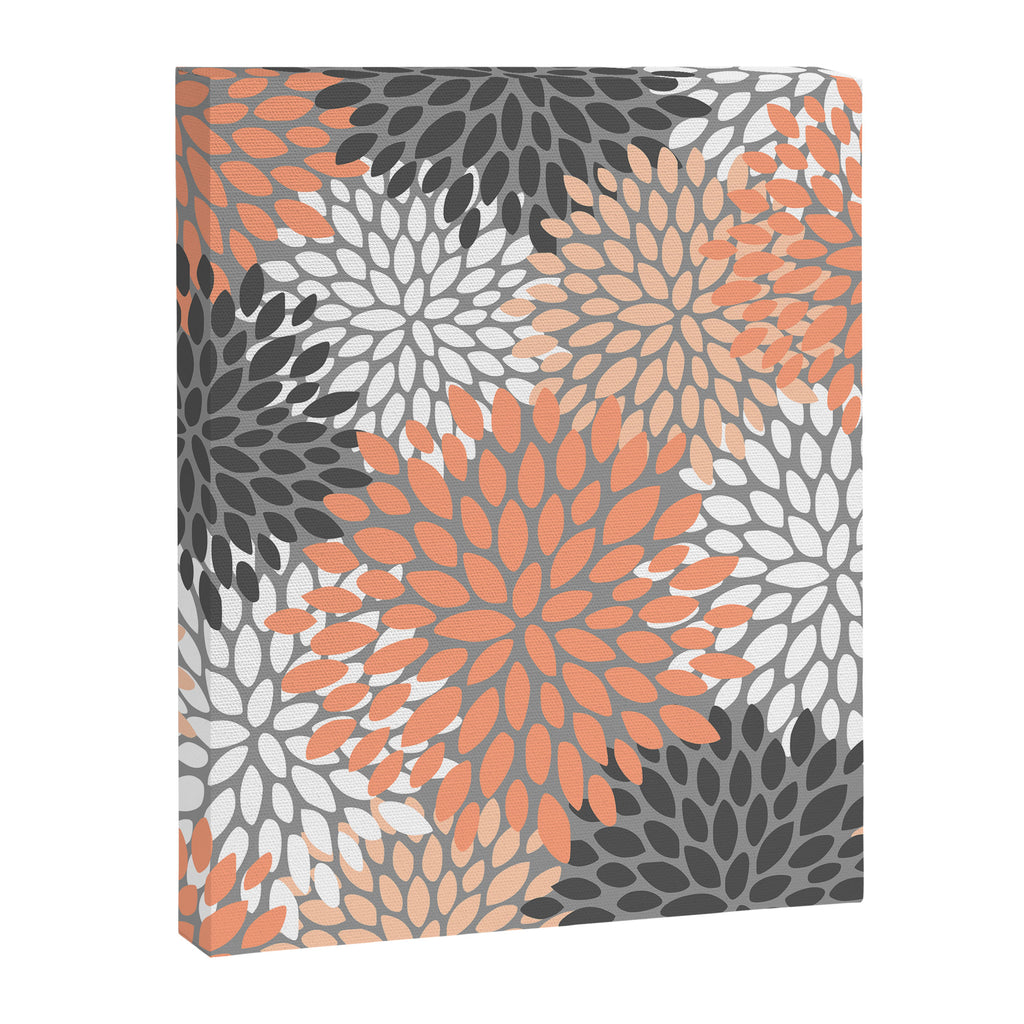 Floral Pattern, Coral, Gray, White Canvas Print Gallery Image 8