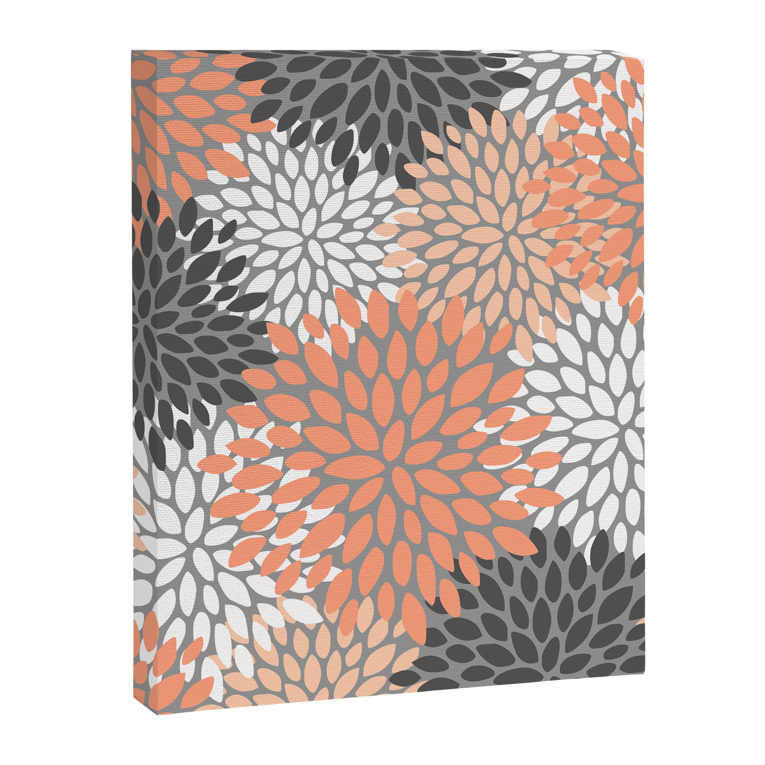 Floral Pattern, Coral, Gray, White Canvas Print Gallery Image 8
