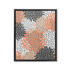 Floral Pattern, Coral, Gray, White Framed Canvas Print Gallery Image 8
