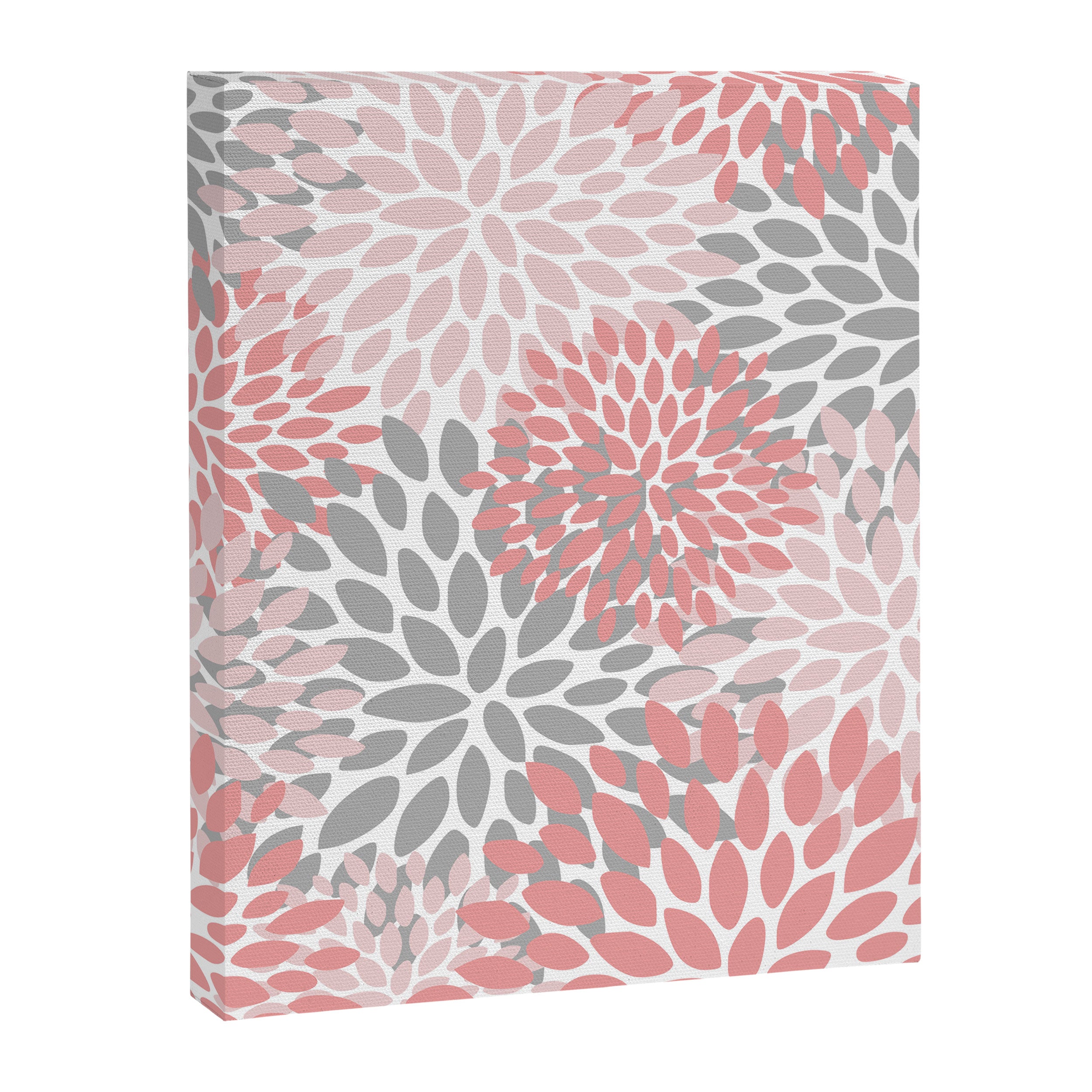 Floral Pattern, Coral Pink and Gray Canvas Print Gallery Image 8