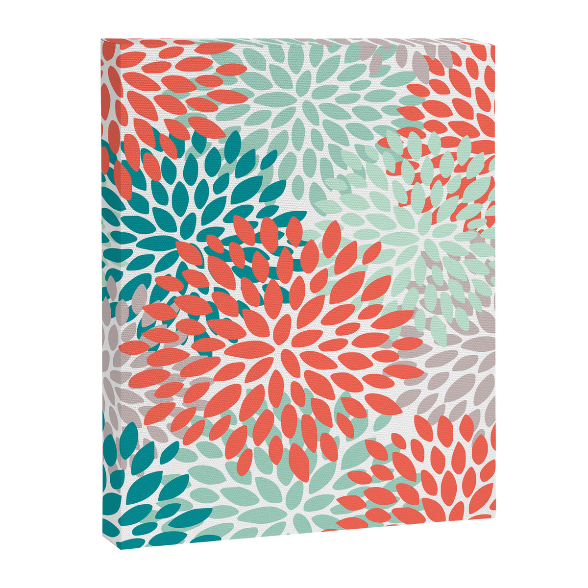 Floral Pattern, Orange, Teal, Mint Green, Flower Print Canvas Print Gallery Image 8