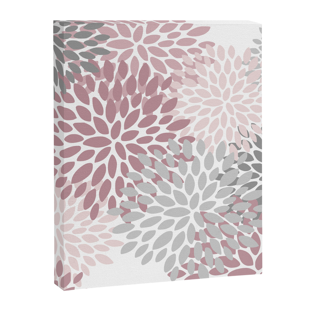 Floral Pattern, Pink, Gray and White Canvas Print Gallery Image 8