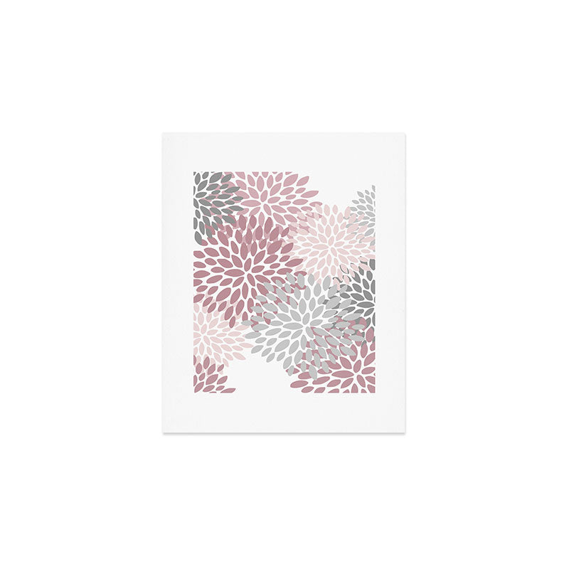 Floral Pattern, Pink, Gray and White Art Print Gallery Image 1
