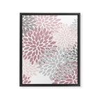 Floral Pattern, Pink, Gray and White Framed Canvas Print Gallery Image 8