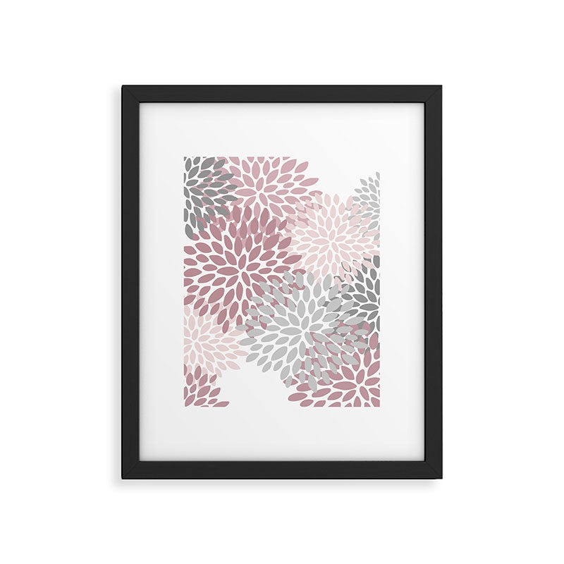 Floral Pattern, Pink, Gray and White Framed Art Print Gallery Image 6