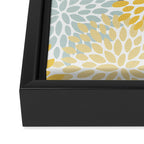 Floral Pattern, Yellow, Pale, Aqua and Gray Framed Canvas Print Gallery Image 3