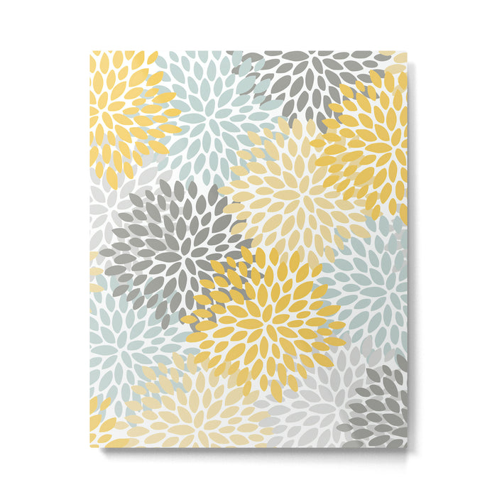 Floral Pattern, Yellow, Pale, Aqua and Gray Metal Print Gallery Image 1