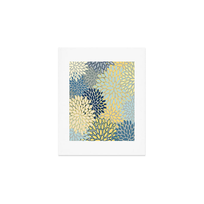 Floral Print, Yellow, Gray, Blue, Teal Art Print Gallery Image 1