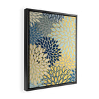Floral Print, Yellow, Gray, Blue, Teal Framed Canvas Print Gallery Image 2