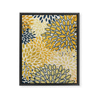 Floral Prints, Abstract Art, Navy Blue and Mustard Yellow, Framed Canvas Print Gallery Image 8