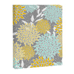 Floral Prints and Leaves, Gray, Yellow and Aqua Canvas Print Gallery Image 8