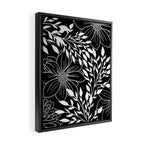 Floral Prints and Leaves, Line Art, Black and White Framed Canvas Print Gallery Image 2