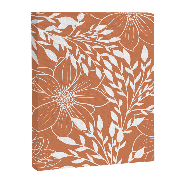 Floral Prints and Leaves, Line Art, Terracotta Canvas Print Gallery Image 1