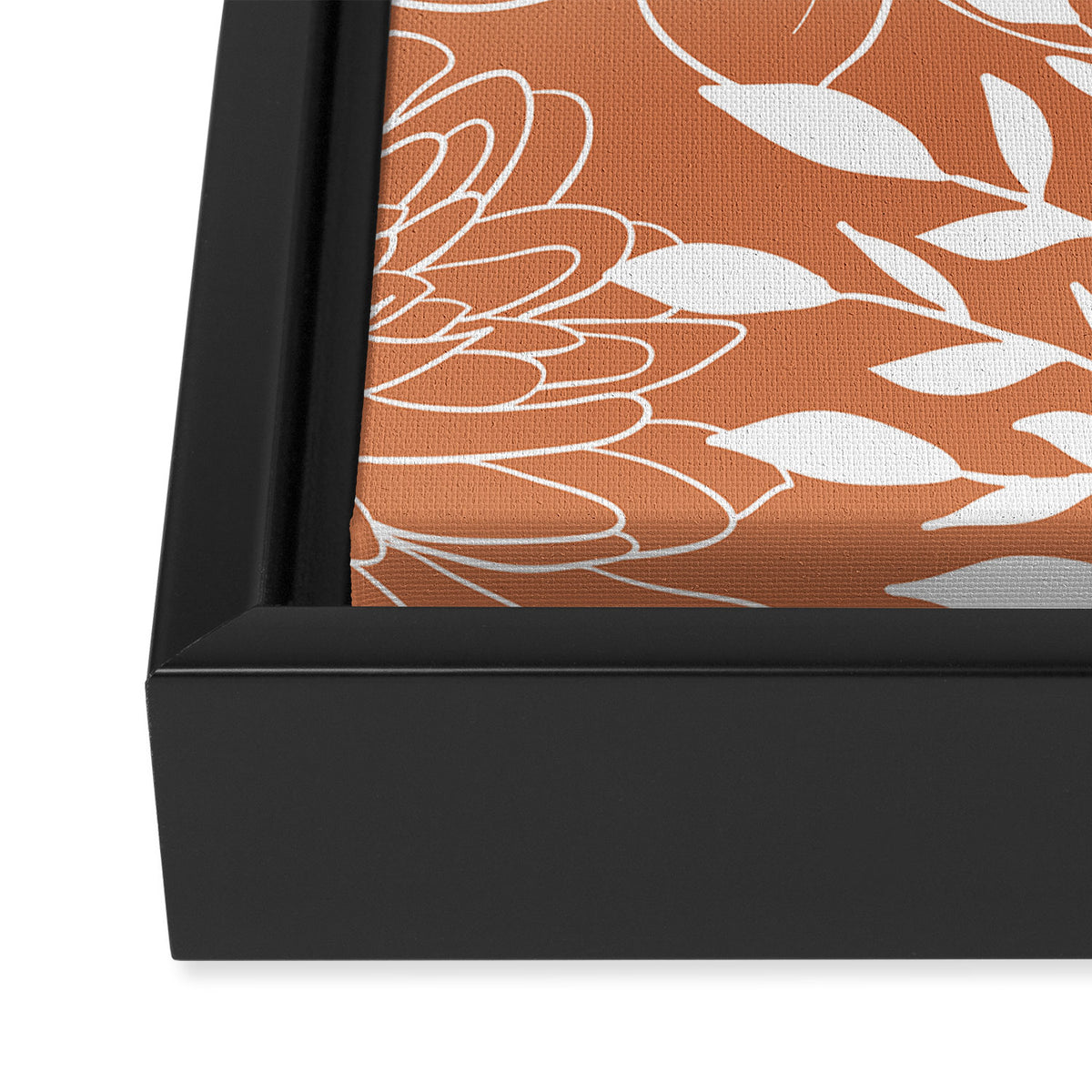 Floral Prints and Leaves, Line Art, Terracotta Framed Canvas Print Gallery Image 3