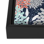 Floral Prints and Leaves, Navy, Aqua Coral and Gray Framed Canvas Print Gallery Image 3