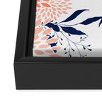Floral Prints and Leaves, White, Coral and Navy Framed Canvas Print Gallery Image 3