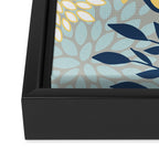 Festive, Floral Prints and Leaves, Yellow, Gray, Navy Blue, Teal Framed Canvas Print Gallery Image 3