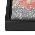 Festive, Floral Prints and Line Art, Gray and Coral Framed Canvas Print Gallery Image 3