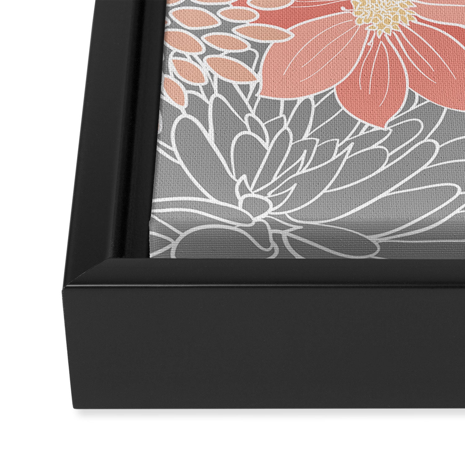 Festive, Floral Prints and Line Art, Gray and Coral Framed Canvas Print Gallery Image 3