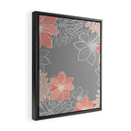 Festive, Floral Prints and Line Art, Gray and Coral Framed Canvas Print Gallery Image 2