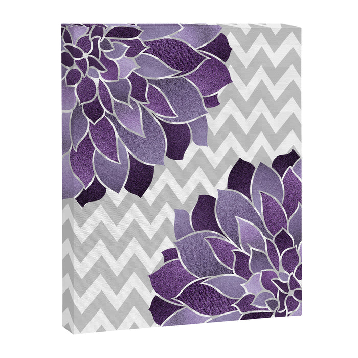 Floral Prints, Chevron, Purple and Gray Canvas Print Gallery Image 1