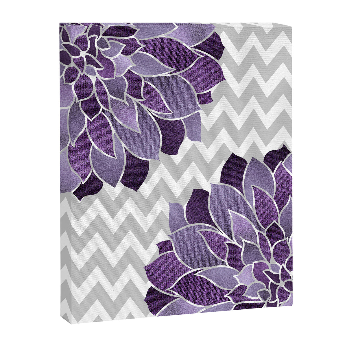 Floral Prints, Chevron, Purple and Gray Canvas Print Gallery Image 8