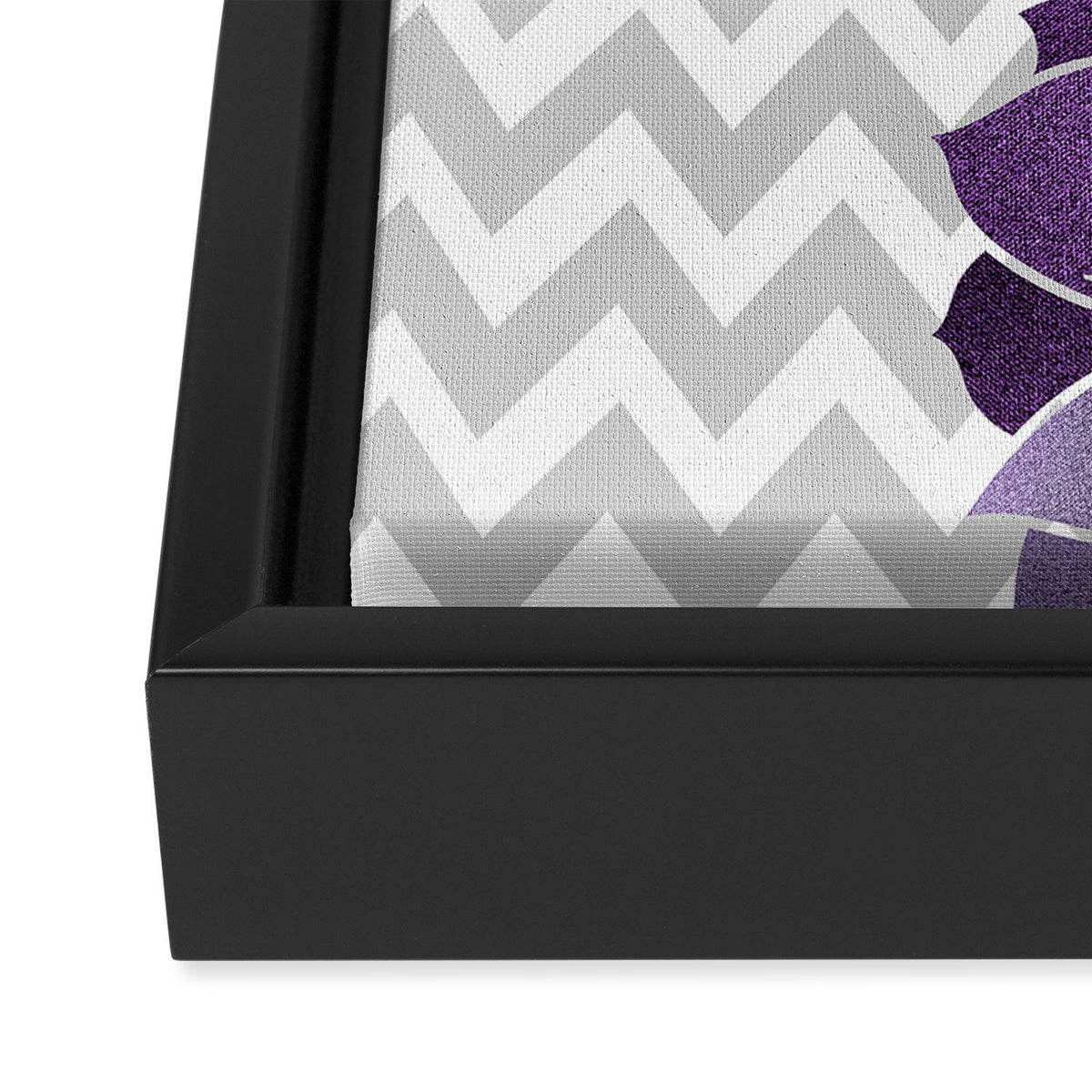 Floral Prints, Chevron, Purple and Gray Framed Canvas Print Gallery Image 3