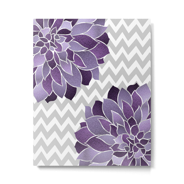 Floral Prints, Chevron, Purple and Gray Metal Print Gallery Image 1