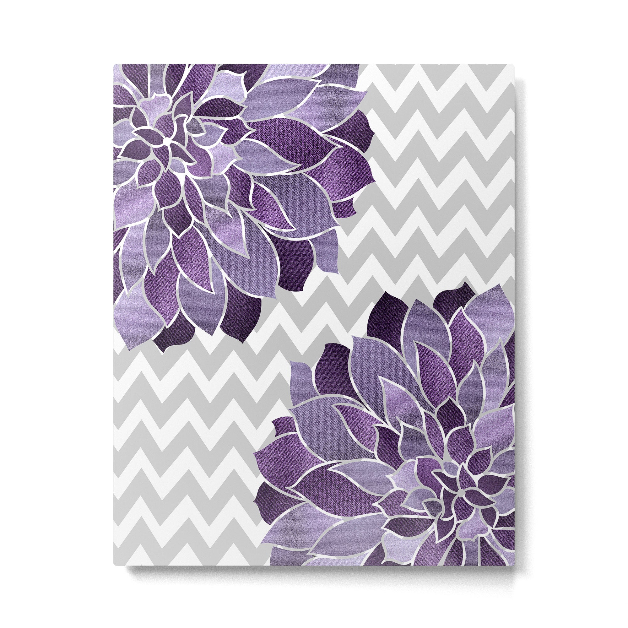 Floral Prints, Chevron, Purple and Gray Metal Print Gallery Image 6